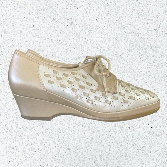 Fazan Two Tone Oxford Wedge Heel All Leather Spectator Shoes Women’s Sz. 7 - Picture 2 of 10